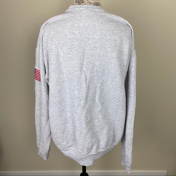 Grey USA Crewneck with American Flag Patch - Picture 3 of 8